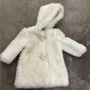 Vintage little nugget high quality faux fur little girl Cozy White Hooded Coat
